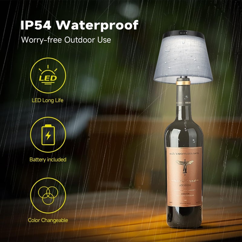 Hoide Store 2025 New Bottle Lamp - LED Bottle Lights for Liquor & Wine Bottles, Cordless Lampshade, Whiskey Bottle Top Light, Bottle Stopper Night Light Kit, Rechargeable 3-Tone Touch-Dimmable - Image 4